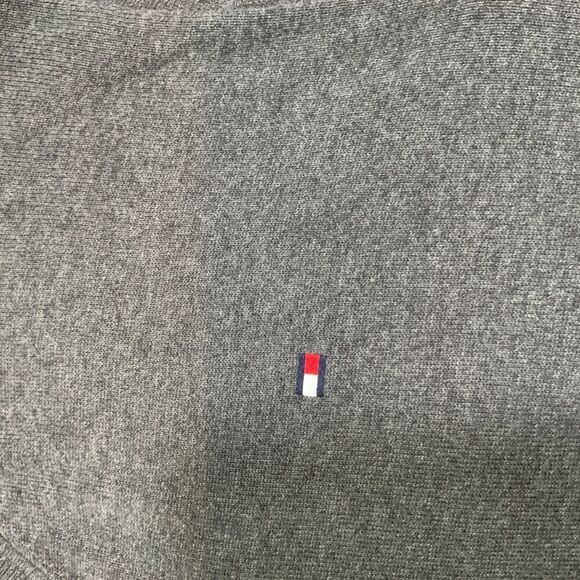 Tommy Hilfiger Gray Long Sleeve Embroidered Logo V Neck Sweater Size 3XL Preppy - Picture 6 of 11